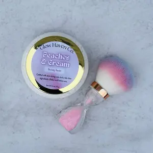 Glow Haven Co. Peaches & Cream Dusting Powder - Talc-Free Peach Vanilla Body Powder for Smooth Soft Skin, Long Lasting Fruity Scent, Sensitive Skin Friendly, 3 oz Cosmetic Scented
