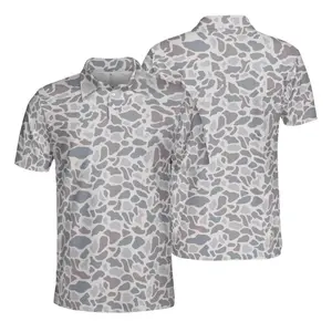 Classic Deer Camouflage Polo Shirt for Men Outdoor Hunting Camo Pattern Breathable Lightweight Golf Shirt