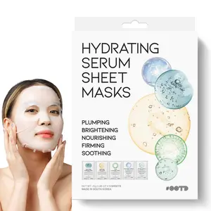Korean OOTD Hydrating Serum Sheet Mask Starter Kit (5 pcs) Collagen, Cica, Ceramide, Triple Hyaluron & Retinol Masks | Korean Vegan Facial Sheet Masks for Men & Women | Dry, Acne‑Prone & Sensitive Skin