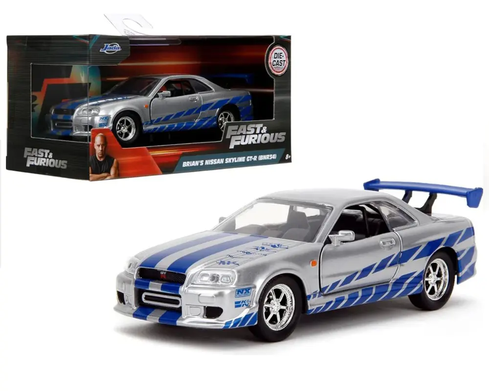 Jada Toys 1:32 Brian’s 2002 Nissan Skyline GT-R R34 – Silver – Fast & Furious