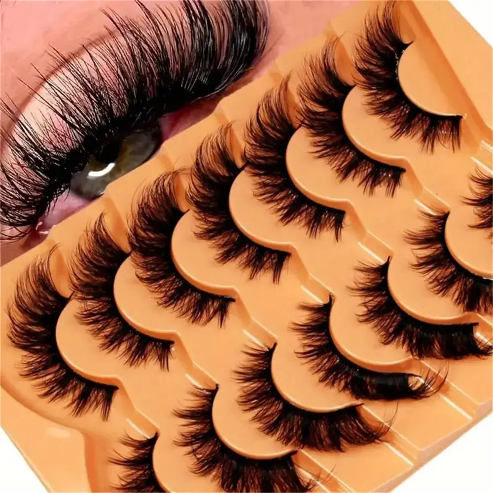 Cat's Eye Eyelashes, Elongated Outer Corners, Fluffy False Eyelashes, Fashion Eyelashes, Long & Curly False Lashes, Hypoallergenic, 7 Pairs, Perfect for Dramatic Looks