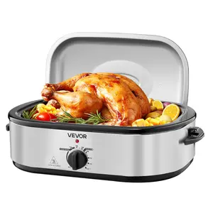 VEVOR Roaster Oven, 14QT Fast-Cooking Turkey Roaster, 150-450 ℉   Adjustable Temperature Electric Roasting Pan with Self-Basting Lid, Roasting Lift-Out Rack, Defrost & Warm Function, Fits 18lb Turkey
