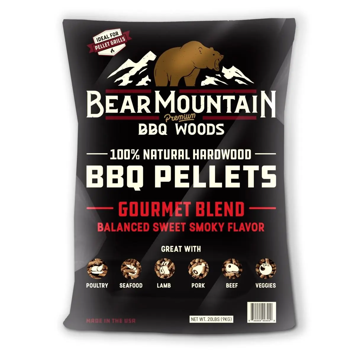 Lignetics 259972 All-Natural Hickory Wood BBQ Pellets - 20 lbs Low-Moisture Blend, Pellet Form for Outdoor Cooking, Ideal for All Meats, Delivers Rich Smokiness