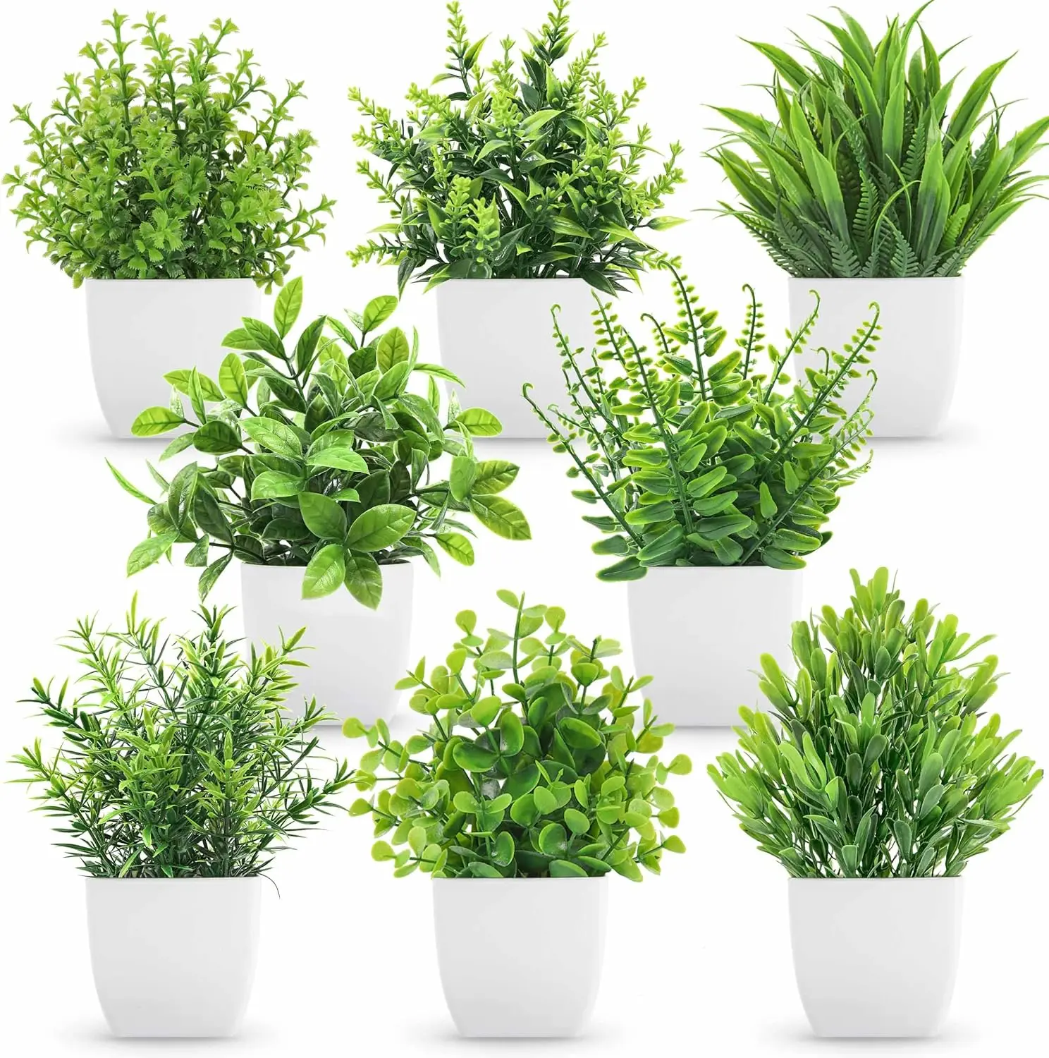 Der Rose 8 Pack Faux Plants Small Artificial Faux Potted Plants for Home Office Farmhouse Bathroom Bedroom Decor Indoor artificial plants for College Dorm Desk, Apartment Shelf & New Home Moving Decor, summerwins Mid Year Sale