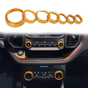 for Bronco Sport Air Conditioner Headlight Switch Knob Wheel Drive Trailer Gear Switch Knob Cover for 2021-2022 Ford Bronco Sport Accessories Aluminum Alloy, 7PCS(Yellow)