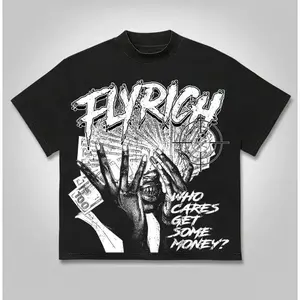 [Graphic T-Shirt] Black Men's Y2K Graphic T-Shirt |   "Who Cares About Money?" Bold Print, Casual Short Sleeve Tee for Summer, Round Neck, Machine Washable y2k  outfits  men