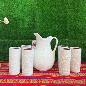 Relieve Pitcher Color Blanco Set Glass. Relieve Pitcher Color Blanco Set Glass.