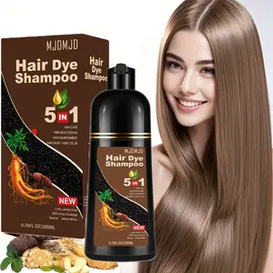 200 ML Instant Portable New Mini Light Brown Natural Hair Dye Shampoo 5 in 1,Semi-Permanent Even Hair Color with Containing Ginger And Ginseng Extract,Unisex,Natural with Herbal ingredient for Men and Women