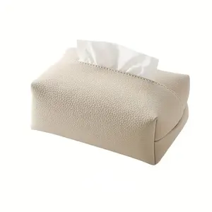 Solid Color Leather Tissue Box, Waterproof Tissue Holder, Square Tissue Storage Box for Bathroom, Living Room, Restaurant, Home Supplies