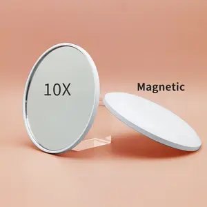Magnetic Mirror, 10X Magnifying Mirror,Magnetic Locker Mirror, 3.5 Inch Round for Makeup Application, Compact Portable Magnified Cosmetic for Travel,Strong Magnets for Secure Attachment,Compact Makeup Mirror,Pocket Mirror, White