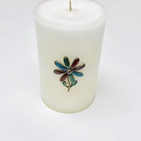 Metrotex Designs 693857 Small Floral Candle Pin - 1.75 x 0.5 x 2.5 in Decorative Accessory, Rustic Look Ornaments for Decorative Candles, Rustic Farmhouse Room Decor