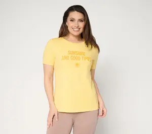 AnyBody Cozy Knit Jersey Crewneck Message Top