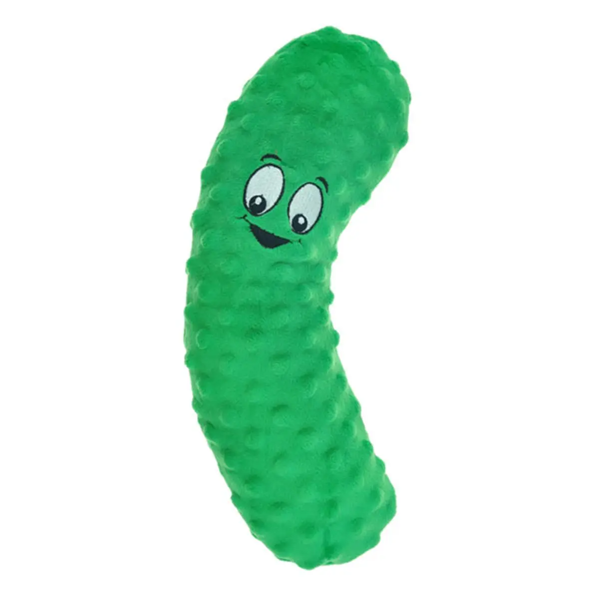 Chomper Food Junkeez Small Pickle-Shaped Food-Theme Plush Toy for Dogs - Squeaky for Playtime Fun
