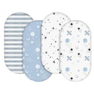 An Baby Bassinet Sheets 4 Pack, Breathable Cozy Fitted Mattress Sheet, Elastic Travel Crib Fashionable Floral Pattern, Standard Cradle Safe Sheets for Baby Boys Girls 32"x16"(Love)