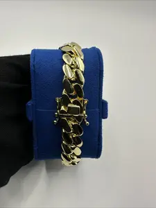 12Mm Handmade Miami Cuban Chain Bracelet - 14K Gold Plated Seiko Cuban Bracelet High-end Bracelet Gifts, High Luxury Valentine's Day Gifts, Cuban Link Bracelet