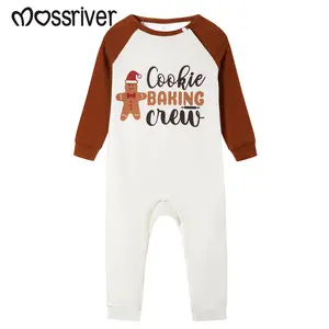 MOSSRIVER Women's Christmas Family 2-Piece Casual Pajama Set, Soft Long-Sleeve Polyester PJs with Gingerbread Print, Knit Baby Romper & Cookie Baking Crew Fit Essential Clothing