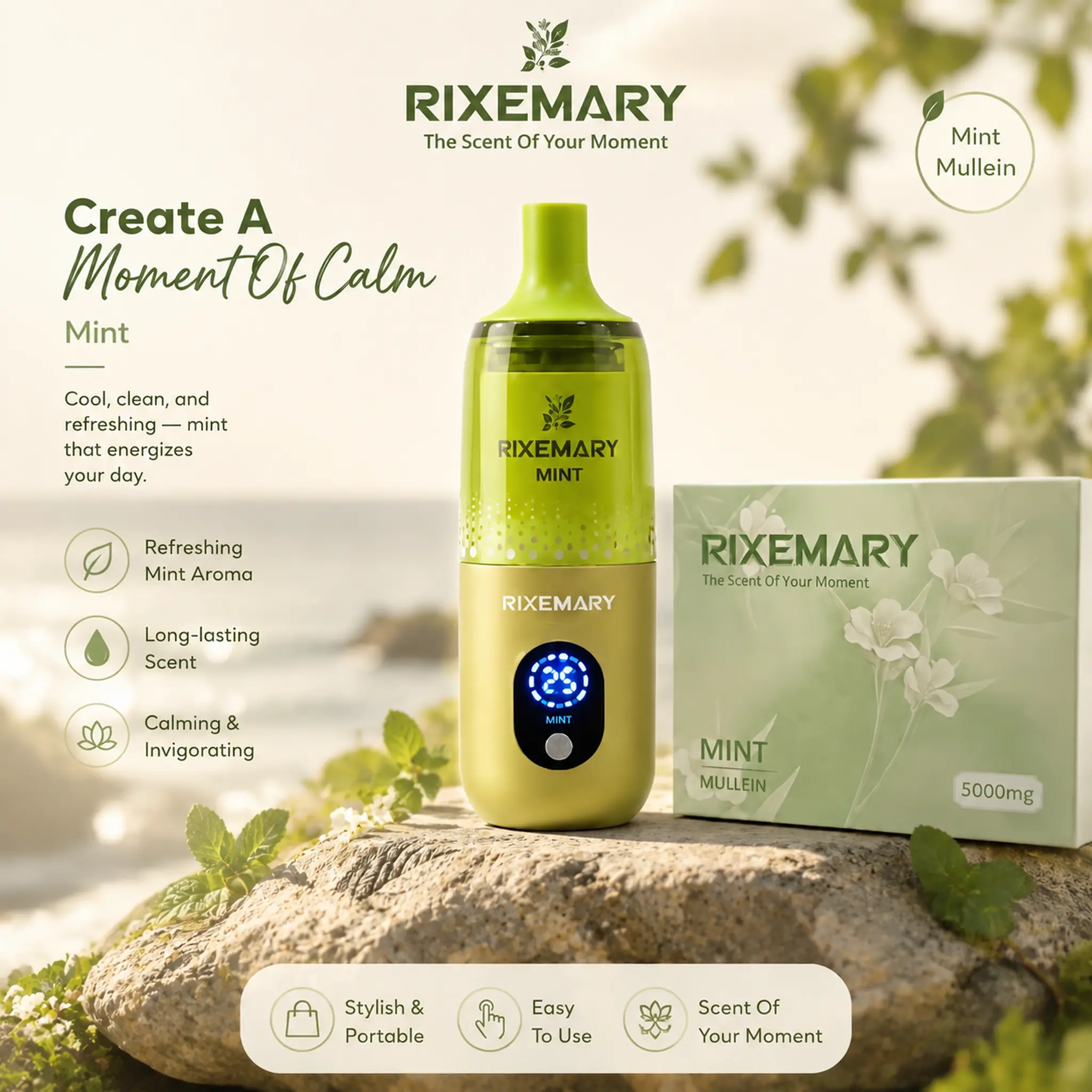 An essential oil diffuser perfect for late-night study, offering a strong minty freshness with dual mode switching hotel scent