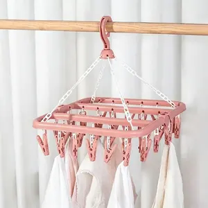 Foldable Multi-Purpose Windproof Sock Drying Rack, Dry Rack For Clothes, Household Plastic Clothing & Socks Dryer Organizer, Space-Saving Laundry Solution