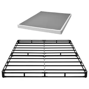 Box Spring Mattress Foundation For Queen Size Bed Frame With Washable Fabric Cover, Heavy Duty Metal Frame, 4-Inch Platform, Max Weight Capacity 3500 Lbs, Easy Assembly, Dimensions 79.1 In Long By 59.4 In Wide By 4 In High