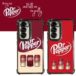 Dr Pepper Aesthetic Fun Accessory Pattern Electroplated TPU Casing For SAMSUNG GALAXY S22 S23 S24 S25 FE ULTRA PLUS EDGE Four Corners Anti-Fall Transparent Soft Silicone Gift Shockproof Protection Anti-Drop Protective Protector Phone Cases Shell Cover