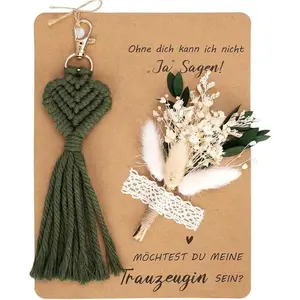 BloomWish B Bag Purse Charms for Handbags Flower Keychain Flower Bag Charm Heart Knitted Crochet Keychain with Kawaii Floral Card