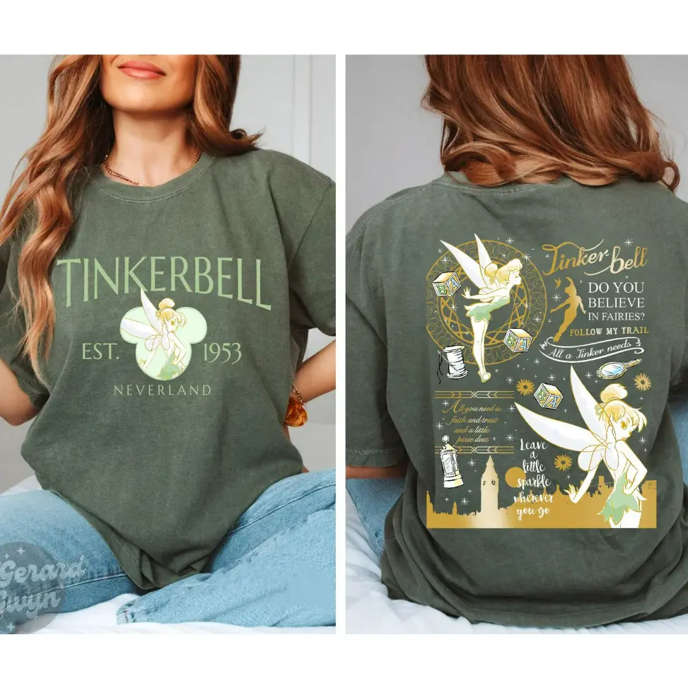 Retro #Tinkerbell 1953 Coquette Shirt, Universal Studio, Vacation, Girls Trip,Trip 2025, Funny, Cute tee, Cartoon Shirt, Sweatshirt, Hoodie