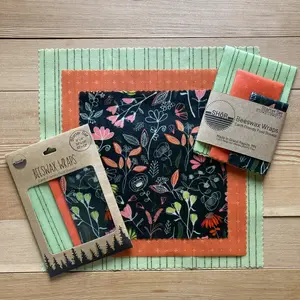 Shor Beeswax Wraps Starter Set - 3 Pack - Large, Medium, Small - Earth-Friendly Food Storage