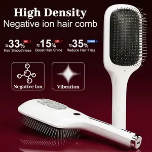 Negative Ion Hair Brush Electric Scalp Massager with 5000 VPM Vibration Anti-Static Ionic Detangling Brush for Frizz-Free Silky Hair USB Rechargeable Massage Comb Purple