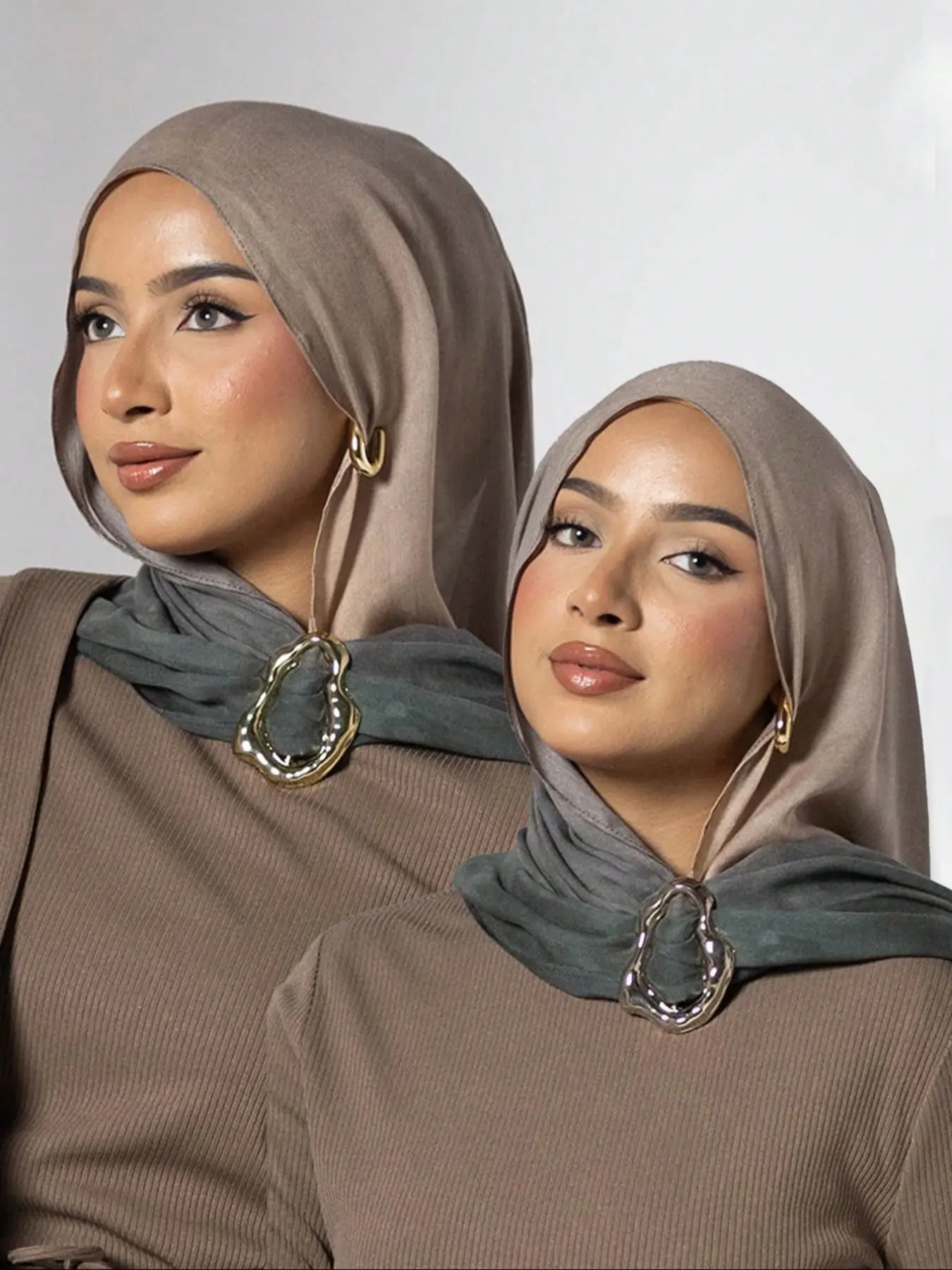 Women's Asymmetrical Metal Hijab Scarf Clips, Custom Design Large Brooch Holders, 1pc/2pcs Set, Perfect Accessory for Muslim Stylish Looks, Hijab Pins