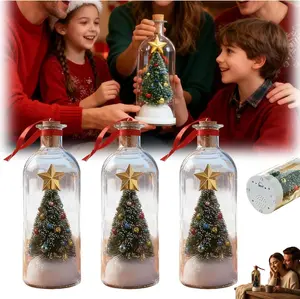 3PCS Christmas Tree Message in A Bottle, Personalized Voice Recording Keepsake Ornament, Durable Holiday Decor, Playback Cork, Unique Festive Gift for Family & Friends