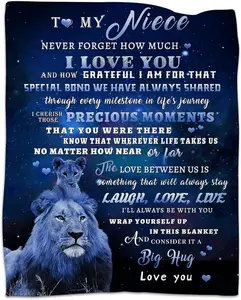 Niece Gifts from Auntie Uncle, Niece Lion Blanket 50"x 60", Niece Blanket from Auntie, Niece Blankets and Throws, Niece Gifts, Niece Birthday Christmas Idea Gifts, Uncle to Niece Gift Blanket