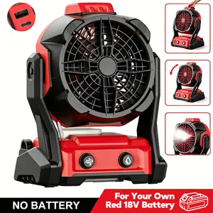 Portable Misting Fan for Milwaukee M18V Max Battery( Tool Only), Battery Powered Electric Mist Fan for Outside Camping Tent Room Office Jobsite Fishing, Oscillating Cooling Fan with Hook, Charging Port, Red