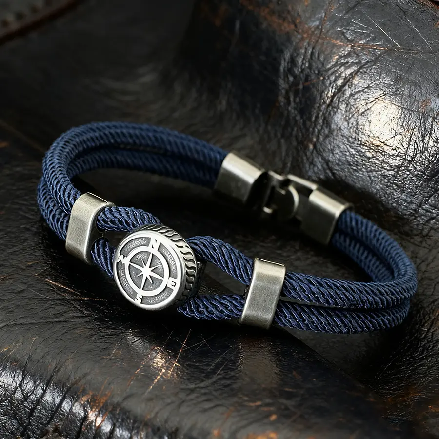 New Compass Bracelet Man Viking Nautical Rope Braslet Bangle Handmade Weaven Surfer Accessories Hombre Marine String Braclet