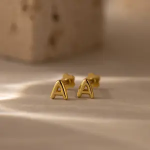 Bubble Initial Flatback Studs by Caitlyn Minimalist - Dainty 3D Letter Flat Back Stud Earrings - Initial Jewelry - Gift for Daughter