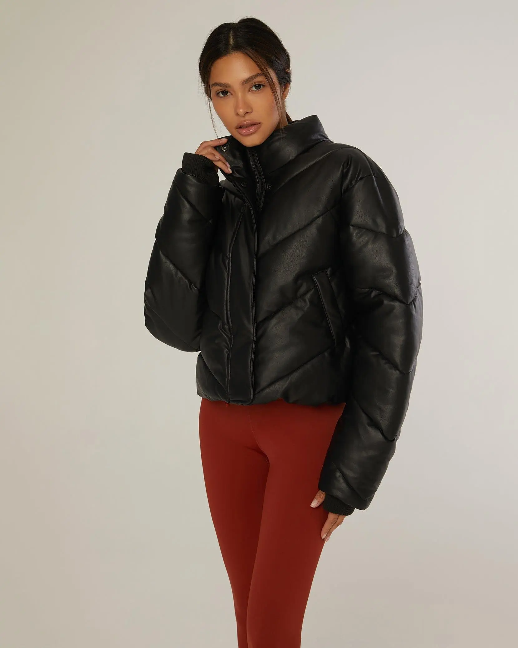 Leather Puffer Jacket
