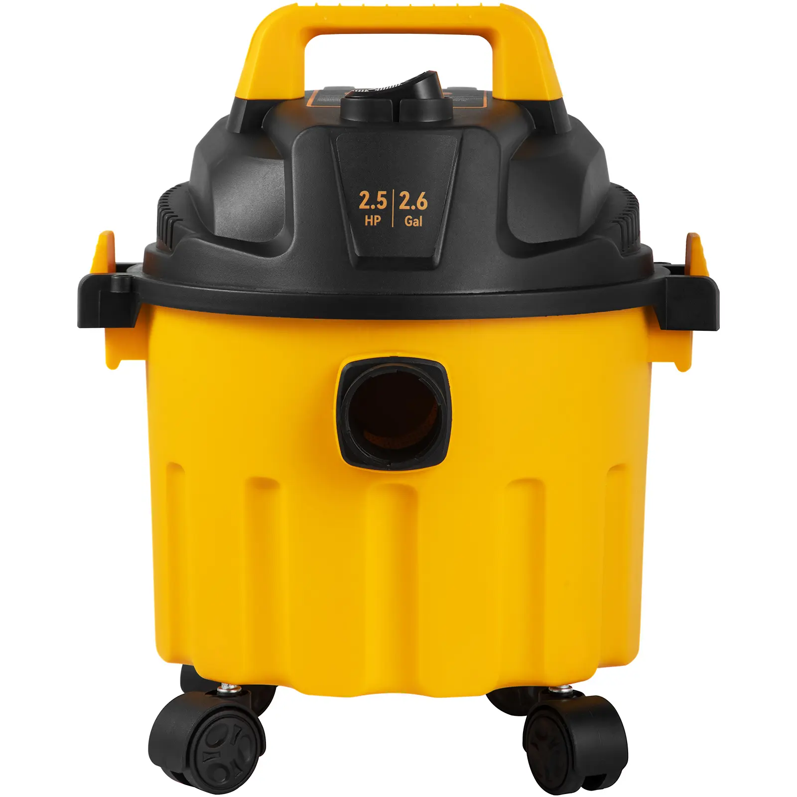 2.6 Gal Cap. Corded Cannister Vacuum Cleaner - 2.5 HP Suction, 3-in-1 with Blow Function, 4 Universal Wheels, Portable ETL Listed Yellow Vac with Cloth & Foam Attachments for Floor, Car Cleaning