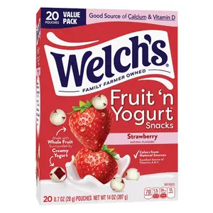 Welch’s Fruit 'N Yogurt Strawberry Snacks – Soft Chewy Fruit Candy, 20 Packs, Gluten Free