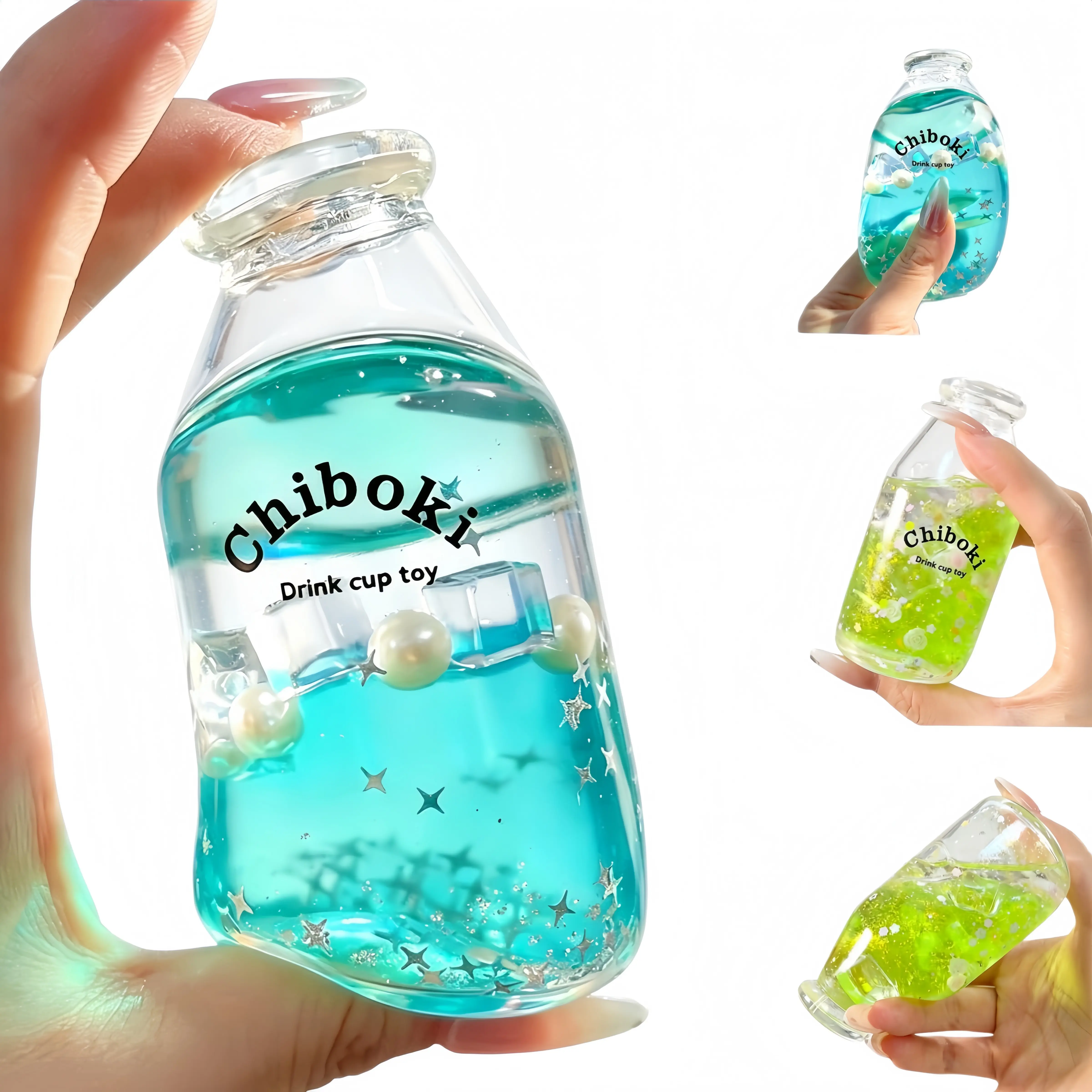 Bottle Liquid Squishy Squeeze Toy, Squishy Stress Ball Fidget Toy, Water Oil Separation Floating Glitter Flower Charms, Silent ASMR Stress Relief Novelty Toy For Girls, Boys, Teens & Adults