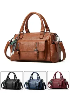 Women's PU Coft Retro Leather Large Capacity Multi-pocket Portable Versatile Shoulder Bags, Stylish Crossbody Bag, Fashionable Purse Handbag, Purse Handbag Party Evening Bag Versatile Birthday Christmas Gift Detachable Shoulder Strap