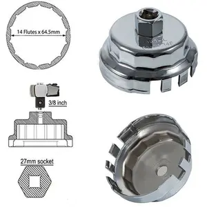64.5MM 14 Flutes Oil Filter Cap Wrench Cup Socket Remover Tool For TOYOTA