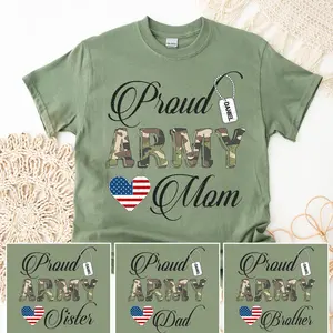 Personalized Proud Military Family Shirt, Custom Army Graduation Tee, Patriotic Service Gift