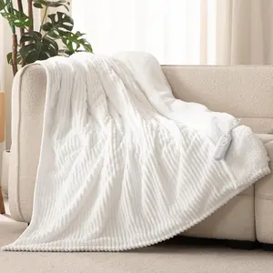 Electric Heated Throw Blanket, Silky Soft Flannel & Sherpa Heating Blanket Throw with 5 Heat Levels & 3 Hours Auto Off, Warm Gifts for Women Mom Grandma, ETL Certified (50x60 inches, White)