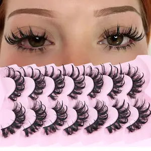 Lashes Wispy False Eyelashes Natural Fairy Fake Eyelashes Cat Eye Lashes Mink Long Strip Eyelashes Doll Manga Lashes 7 Pairs C Curly Lashes Pack by ALICROWN