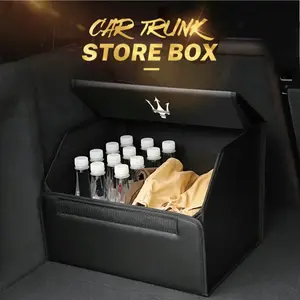 Car Trunk Leather Storage Box Foldable Auto Organizer Bag For Maserati Levante Ghibli MC20 Grecale Quattroporte GranTurismo President GranCabrio Coupe Spyder