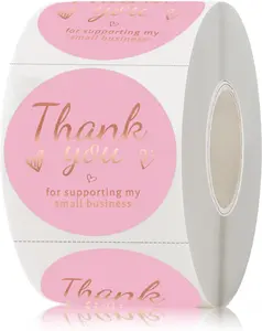 STARBOLING 500 PCS Pink and Rose Gold Thank You Sticker,1.5 Inch Thank You for Supporting My Small Business Stickers,for Greeting Cards,Flower Bouquets,Gift Wraps