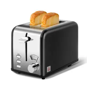 Toaster 2 Slice with 1.5 inch Wide Slot, 5 Browning Setting and 3 Function: Bagel, Defrost & Cancel, Retro Stainless-Steel Style, Toast Bread Machine with Removable Crumb Tray