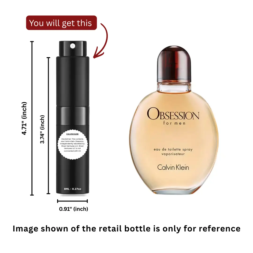 Calvin Klein Obsession for Men Eau de Toilette 8ml / 0.27oz – 100% Original Authentic Decanted Perfume Spray