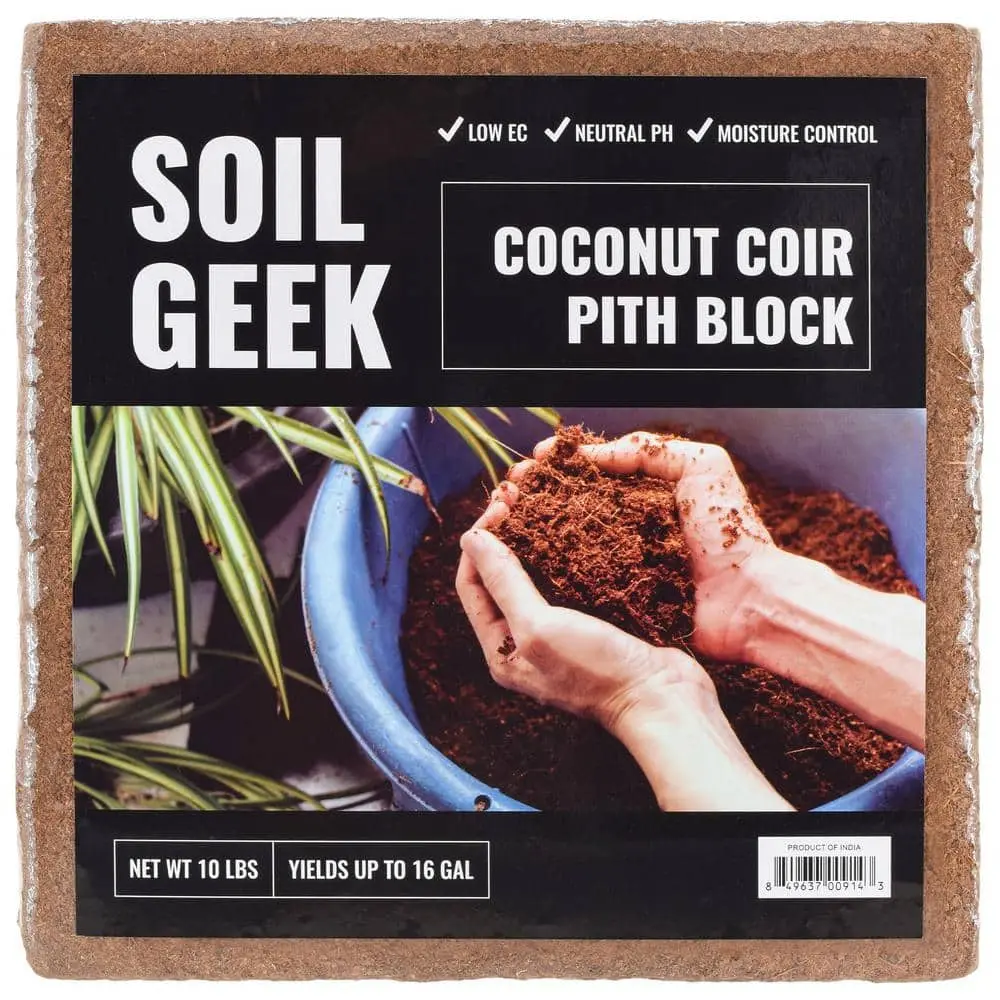 10 Lbs Organic Coconut Coir Chip Block - Soilless Garden Grow Media, Soil Amendment, Water-Retentive Coconut Fiber Substrate for Garden Plants (Holds Up to 10x Its Weight in Water), Plant, Potting Soil Substrate