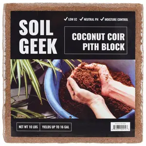 10 Lbs. Organic Coconut Coir Chip Block Soilless Grow Media Soil Amendment