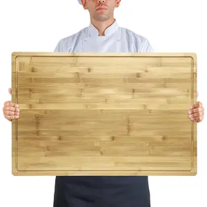 20 x 14 Inch/24 x 18 Inch/30 x 20 Inch Extra Large Cutting Board for Kitchen, Bamboo Wood Cutting Board With Juice Groove and Handles, Chopping Board Over Sink Board for Meat, Vegetables, Turkey Carving, Bbq